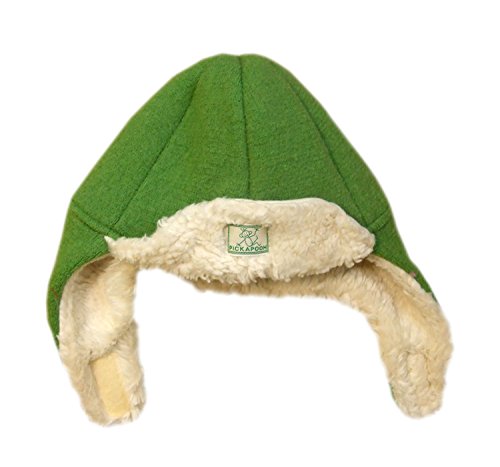 Pickapooh Hat 100% Merino Wool Boiled Plush Baby Boy Girl Children Organic Cotton Winter Earflap Fynn (50 cm (19,7 in), Green)