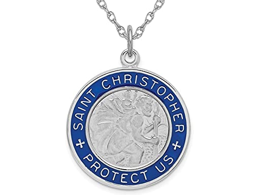 Collier médaille Saint Christophe argent sterling avec chaîne pour homme et femme