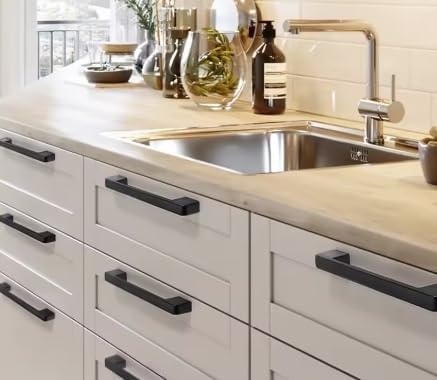10 Pack Zinc Alloy Cabinet Handles Wardrobe Kitchen Cupboard Pulls Drawer Knobs Fashion Furniture Handle Door Hardware (Sand Gold, Hole Pitch = 160 mm)