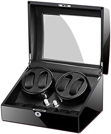 FENOKD Mechanical Watch Shaker Watch Winder for 4 Automatic Watches + 6 Storage Wooden Piano Paint Exterior Quiet Motor AC Adapter and Battery Powered