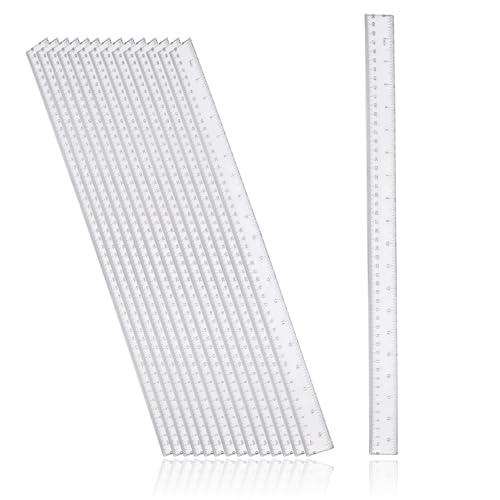 D.RECT Juego de 15 Reglas | Longitud de la Regla 50 cm | Plástico | Vidrio Transparente | Con Graduación en cm y mm | Para la Escuela, la Oficina, el Hogar 🔥