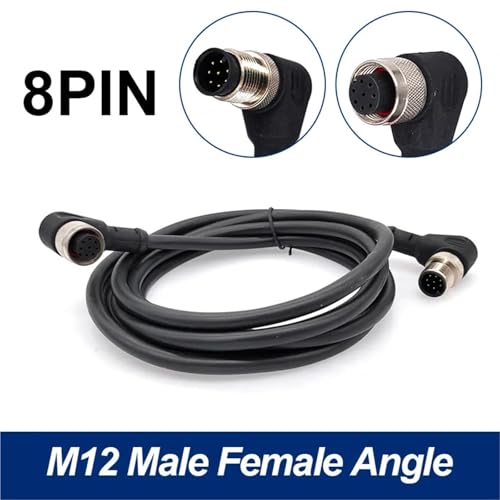 Cable conector M12 macho hembra para sensor de 8 pines con codo de 2 metros 2