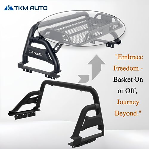 TKMAUTO Sport Bar Roll Bar Black Steel with Cargo Basket (Mid Size Truck) - Thumbnail 3