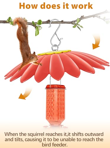 andergi 13.5 inch Flower Rain Guard for Bird Feeder,Hummingbird Feeder Shade Dome Cover,Umbrella Cover for Bird House for Outdoor,Squirrel Baffle(Red).