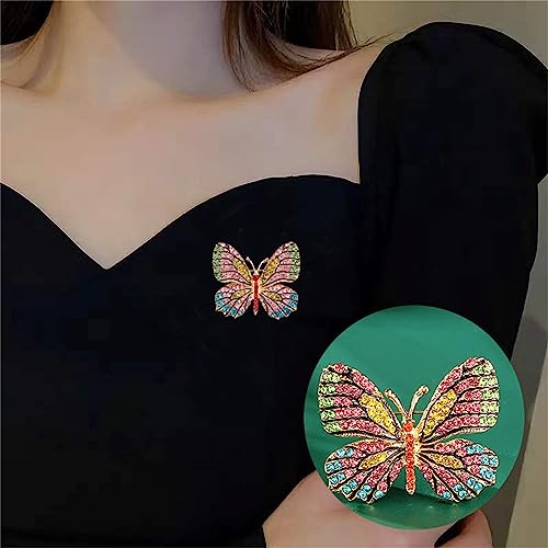 Image of Butterfly Brooch Pins for Women Girls Multicolor Shining Rhinestone Crystal Butterfly Brooch Pin Lapel Safety Pin Corsage Scarf Shawl Clothing Accessories Wedding Party Banquet