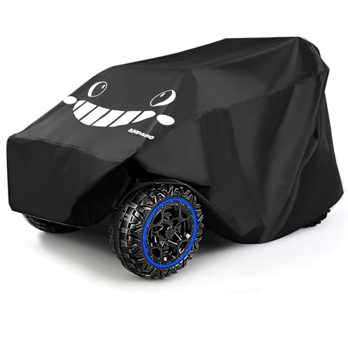 Image of ANPABO Kids Ride On Toy Car Cover with Pattern, Universal Fit, All Weather Waterproof Snowproof Windproof UV Protection, 2X Heavier Oxford, Cover for Power Wheels Jeep Truck, Black