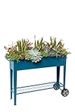 Gardener's Supply Company Metal Elevated Planter Cart with Wheels | Heavy Duty Outdoor Garden Work Table Steel Planter Box with Side Metal Sidewalls | Best for Growing Vegetables and Flowers