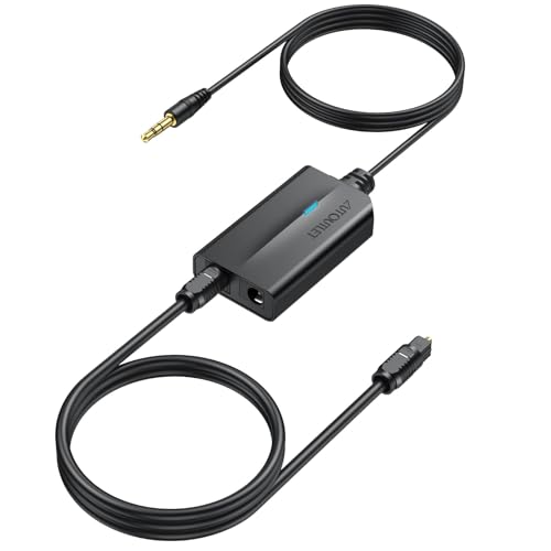 Image of AUTOUTLET 3.5mm to Optical Converter, 48Khz Audio Sample Rate, Supports Uncompressed 2-Way PCM Digital Audio Signal Output, Built-in 1.2m 3.5mm Cable, Suitable for Laptop, Computer, Projector, etc