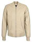 blouson moto femme cuir beige Construction de qualité : coutures durables avec coutures renforcées pour une utilisation durable et maintient la forme