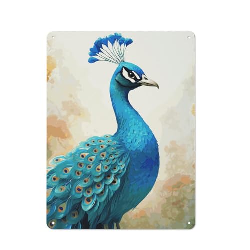 Affiches paon bleu en métal, décoration murale artistique haut de gamme
