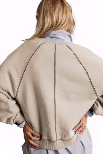 D-Sun Women Casual Loose Crewneck Sweater Pullover Long Sleeves Fashion Sweatshirt Reversible Laidback Jumper Tops4