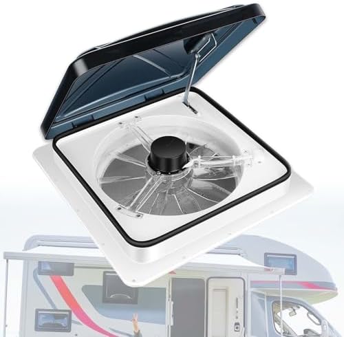 Auto Rain Sensing Roof Vent Fan - 10 Speeds, 60° Opening, Remote Control, Adjustable Airflow Direction, 360mm Hood for RV, Camper, Trailer, Boat Ventilation System
