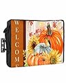 DecorLovee Outdoor TV Cover 80 to 85 Inches Weatherproof & Waterproof, Fall Pumpkins Outdoor TV Enclosure with Remote Control Pocket, Welcome Thanksgiving Sunflower TV Screen Protectors for Outside TV