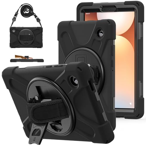 Coque antichoc Samsung Galaxy Tab A9 avec support rotatif et bandoulière