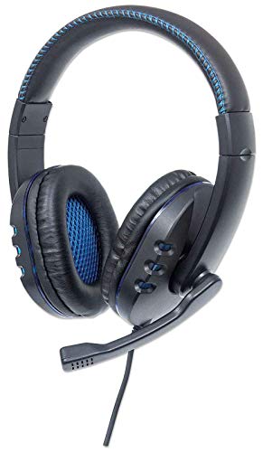 176088 USB-Gaming-Headset mit LEDs für PC, Mac, PS3 & PS4, verstellbares Mikrofon, integrierte Audiobedienelemente, integriertes USB-Kabel