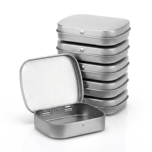 Image of HASTHIP 6 Pcs Small Metal Tin Boxes with Lids - Rectangular Metal Hinged Tin Box Container Mini Portable Storage Container Kit for Crafts, Candies, Spices, Travel & DIY, 6x4.7x1.5cm