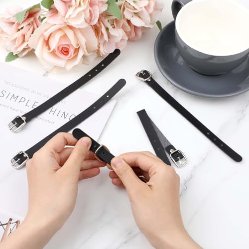 10 Pack PU Leather Luggage Labels - 8x1/2 Inch Black Leather Luggage Tag Loops with Metal Buckle for Suitcase, Briefcase, Backpacks and Travel Hanging4