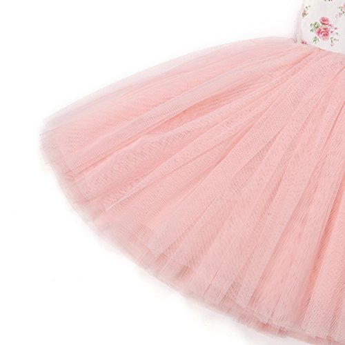 Flofallzique Little Girls Tutu Dress Pink Summer Floral Tulle Toddler Party Dresses For 0-8 Years(Pink,1) #TOP5