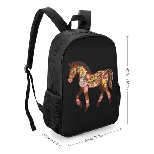 Colorful Gingerbread Horse Travel Backpack Casual Daypack Shoulder Bag with Adjustable Shoulder Straps for Hiking2