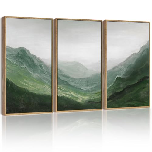 SHENIFY Fog Pine Green Tree Forest Canvas Wall Art Large