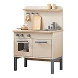 LOWYA ロウヤ ごっこ遊び おままごとキッチン お飯事セット 飯事 おままごとキッチンセット 木製 おもちゃキッチン キッチントイ 知育玩具 高さ80cm グレーベージュ