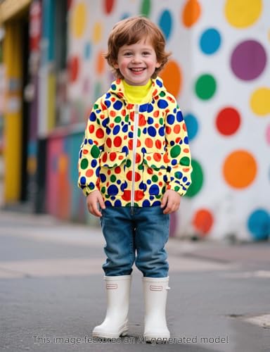 Image of COSLAND Toddler Boys Girls Rain Jacket Waterproof Hooded Raincoat, 2-5T