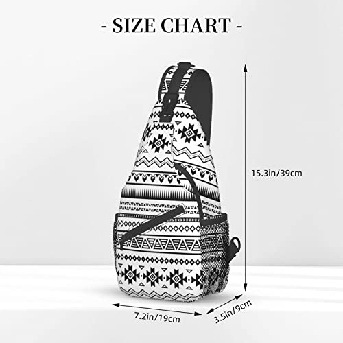 Aztec Ethnic Pattern Design Sling Bag For Women Men Crossbody Shoulder Backpack American Folkloric Art Borders Ancient Tribal South America Culture Chest Bags Gym Travel Hiking Casual Daypack Unisex #TOP2