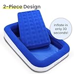 King Koil Luxury Toddler Inflatable Child Airbed, Travel Bed with Built-in Safety Bumper, Portable Air Mattress for Kids, Includes High-Speed Pump - Blue, 1-Year Manufacturer Warranty - Image 4