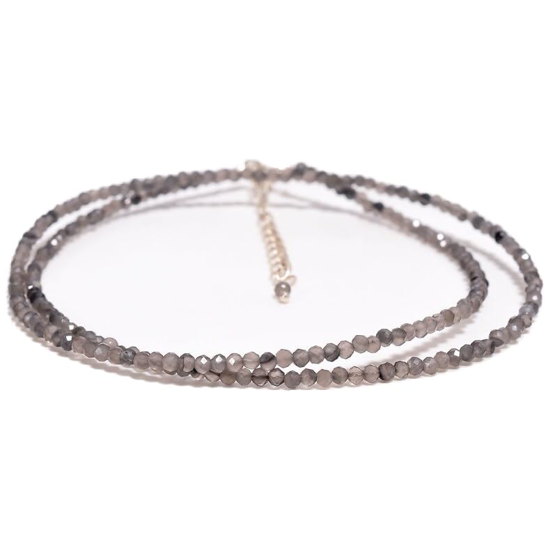 Dainty gemstone bracelet et collier pierre de lune grise, cadeau idéal