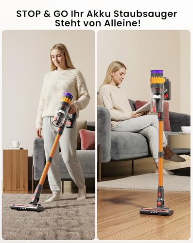 Lefant Akku Staubsauger 40KPa/450W/42Min für Tierhaare/Teppiche/Hartböden – Ansicht 6