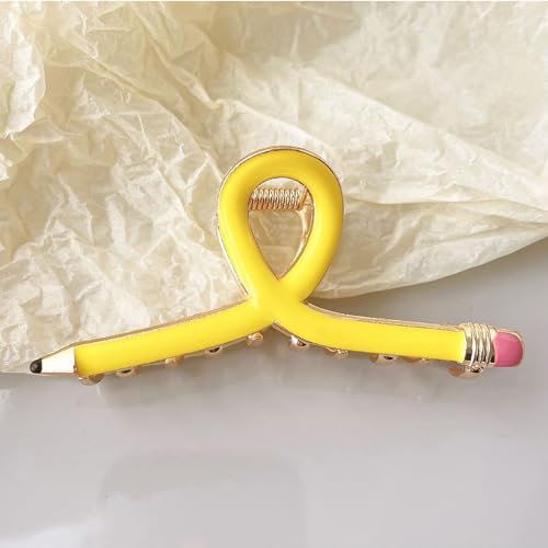 Pinzas para cabello diseño lápiz amarillo miniatura 6