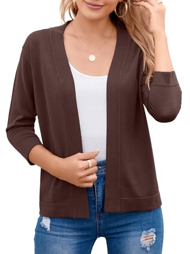 Cárdigan corto elegante de mujer chaqueta manga 3/4 para oficina y cenas Bettysays café XXL