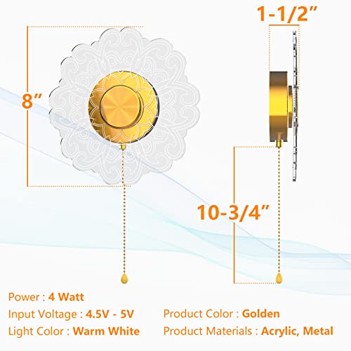Leabet Modern Led Wall Sconce Decorative Wall Light For Home Bedroom Bedside Corridor Aisle Foyer Bar,Chrysanthemum Shape Decorative Pattern,Power By 3 Aa Batteries (Batteries Not Included) #TOP2