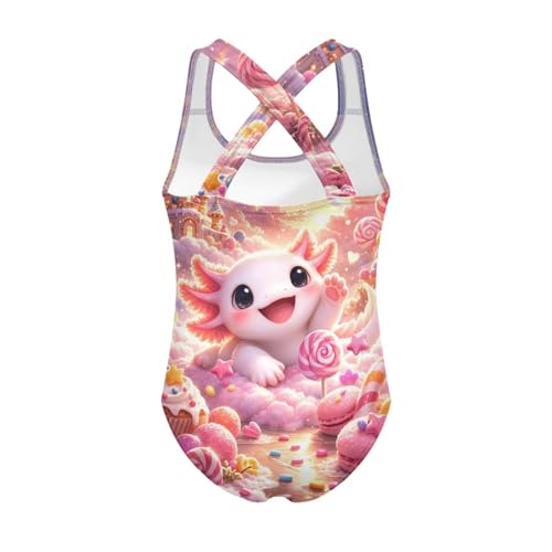 Image of Girls One Piece Swimsuits Summer Quick Dry Crewneck Beach Bathing Suit Cross Shoulder Strap Swimwear 5-14 Years