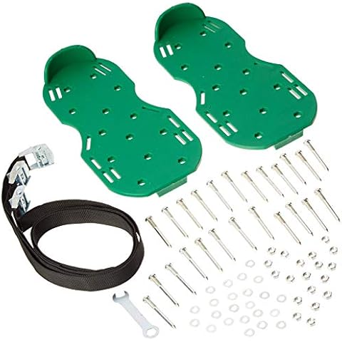 Wealers Green Spiked Lawn Aerator Foot Shoe Set, with Heavy Duty Metal Buckles and 3 Straps Cover