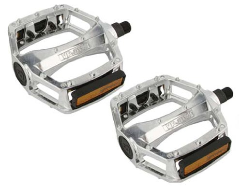 Alta VP-565 Bicycle Alloy Pedals, Multiple Color & Sizes. (Chrome, 1/2