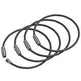 Silipac Stainless Steel Wire Keychain Cable, Twist-Lock 6.3" (16 cm) 2mm β Car Keyring, Luggage Tag, Carabiner β 4 Pack