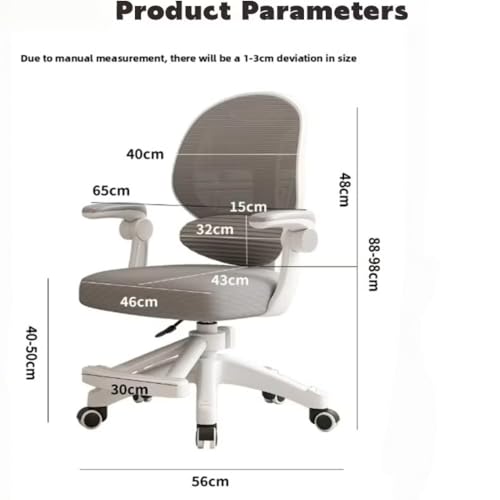 كرسي مكتب للاطفال، كرسي دراسة مريح مع ارتفاع قابل للتعديل، كرسي مكتب شبكي دوار بعجلات عالمية، كرسي مكتب منزلي للاطفال في غرفة النوم المنزلية (رمادي 3)