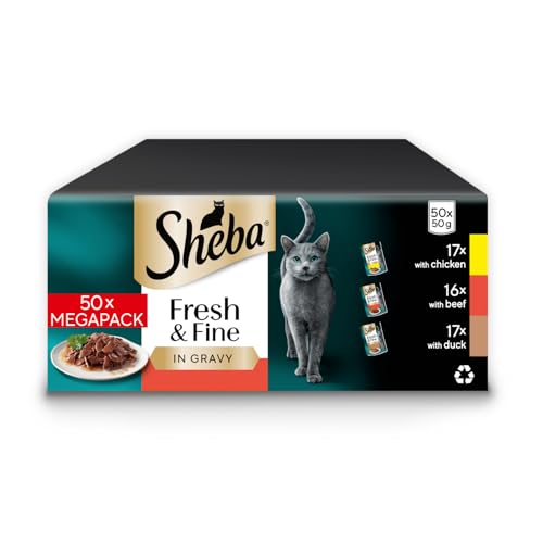 SHEBA Fresh & Fine Cat Pouches Meaty Pieces in Gravy 50x50g