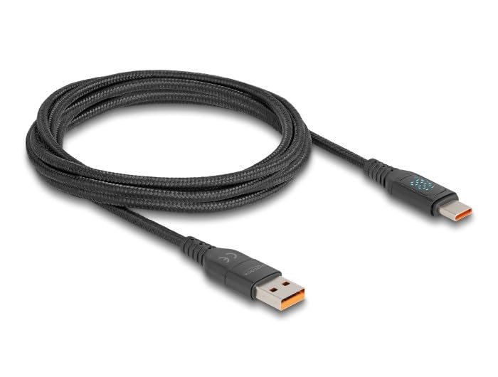 Delock Câble USB 2.0 de chargement Rapide USB Type-C™ USB Type-A mâle à USB Type-C™ mâle PD 3.1 140 W Avec