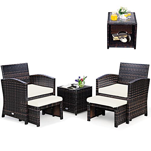 Tangkula 5-Piece Wicker Patio Conversation Set