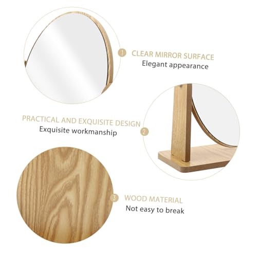 Miroir de maquillage pivotant en bois ovale pour coiffeuse de chambre