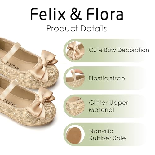 Image of Felix & Flora Toddler Flower Girl Dress Shoes - Girl Ballet Flats Party School Shoes Wedding