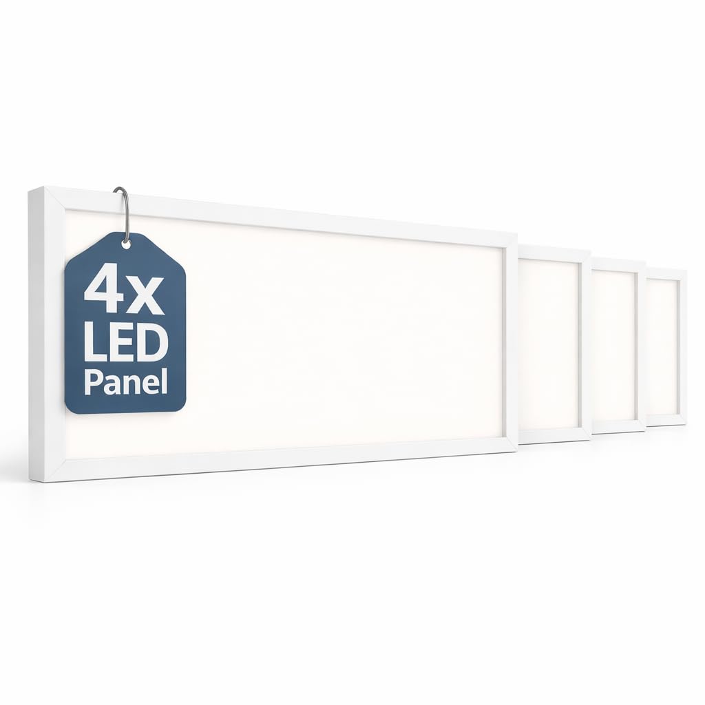 JALAMA LED Panel 60x30 cm 4er Set – Ultraflach (9mm), 24W, 2640lm, Neutralweiß 4000K, Blendfrei UGR<19, 100.000h Lebensdauer, Premium Lifud LED-Treiber – Büro & Zuhause
