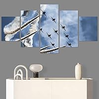 SIGNWIN 5 Panel Canvas Wall Art Modern Art Expressive Hot Air Balloon Minimalist Multicolor Photography Transportation for Home Decorations Ready to Hang - 60