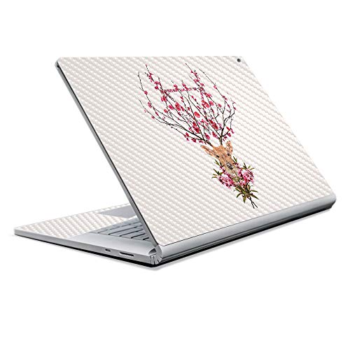 Image of MightySkins Carbon Fiber Skin for Microsoft Surface Book 2 13 inch (2017) - Spring Deer,Protective, Durable Textured Carbon Fiber Finish,Easy to Apply, Remove, and Change Styles,