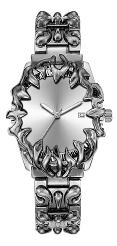 CARLIEN Montre à griffe gothique pour homme – Montre-bracelet unique en acier inoxydable, aiguilles lumineuses, mouvement à quartz étanche, style fondu...