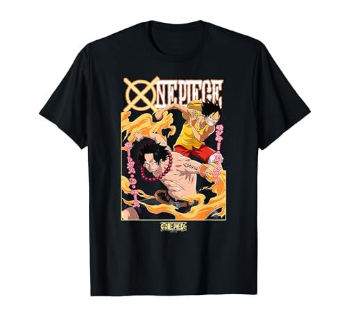 One Piece Anime Ace and Luffy Team Up Kanji T-Shirt product thumbnail 5