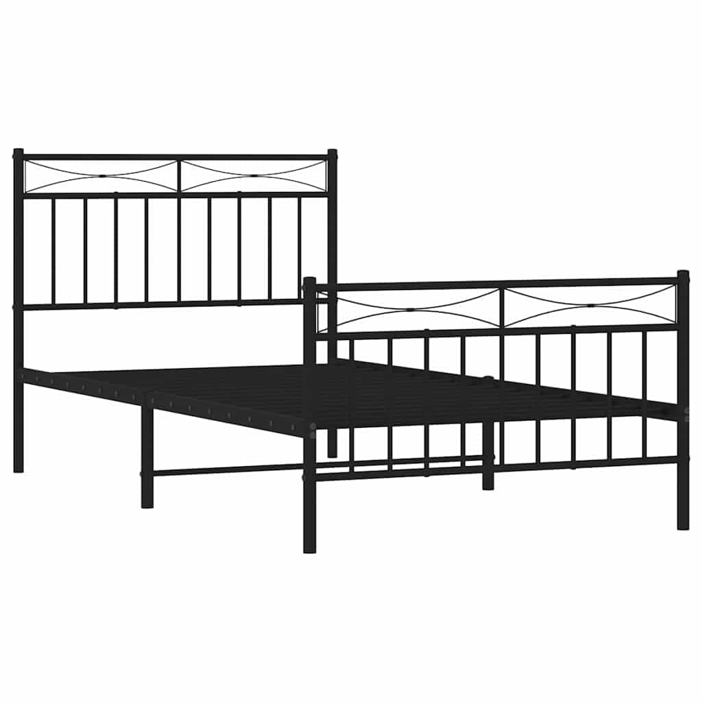 vidaXL Estructura Cama sin colchón con Estribo Metal Negro 100x190 cm