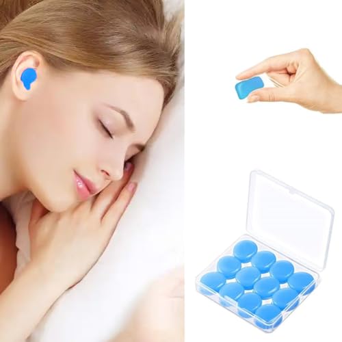 GoodTool Ear Plugs for Sleeping Swimming Waterproof Earplug Reusable Silicone Earplugs Noise Cancelling Earplugs for Swimming Snoring Study Sleep Work Airplane (6 pairs Blue)